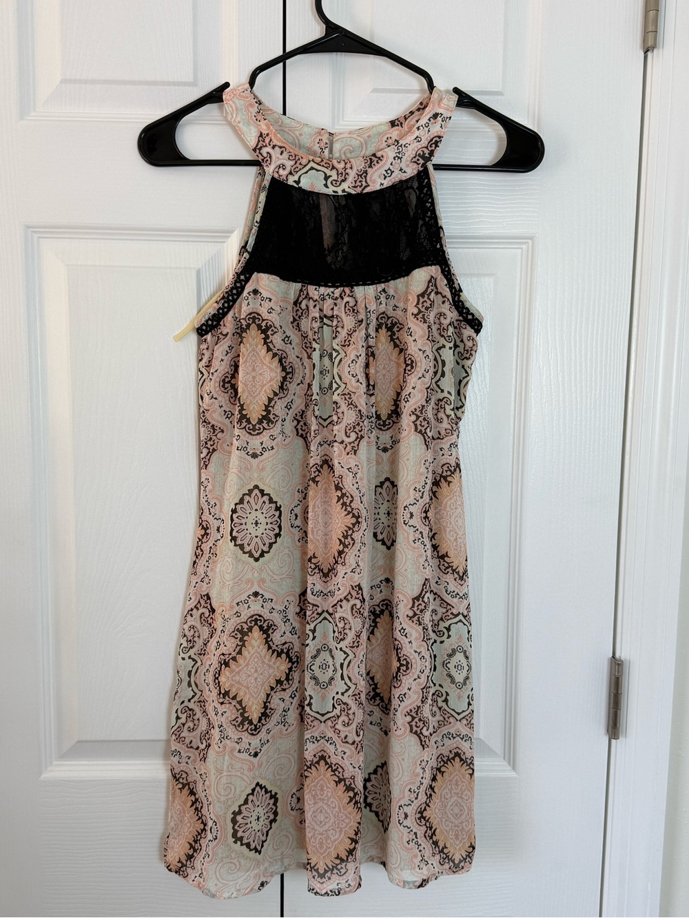 Speechless Pink and Black Paisley Halter Dress